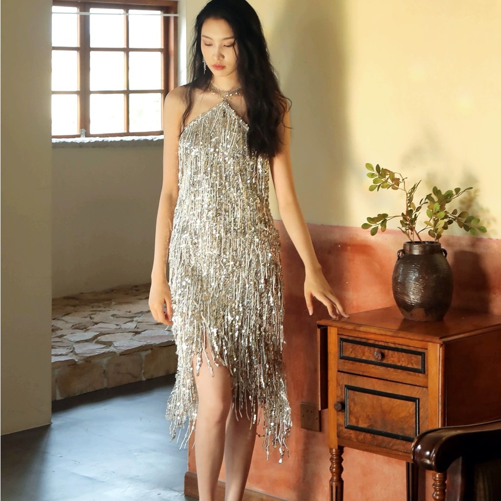 Glamorous Silver Asymmetrical Dress